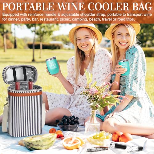 Drink Happy Thoughts Wine Gifts Basket for Women - Cooler Bag Set