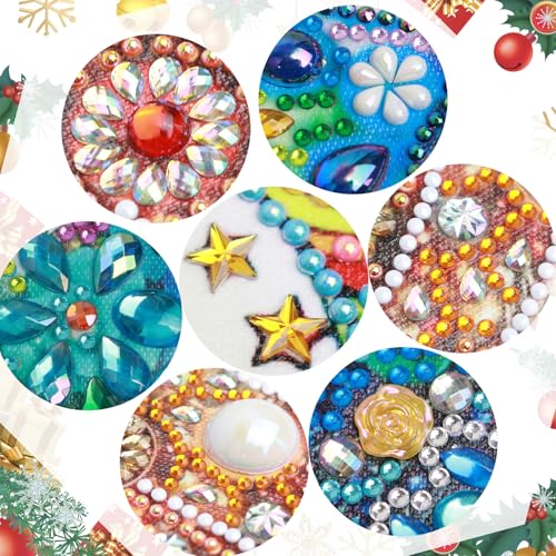 Grandma Christmas Tree 5D Diamond Art Kit for Beginners – 12x12 in Crystal Rhinestones