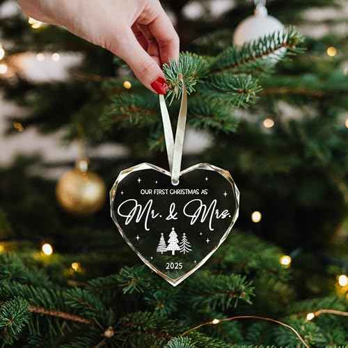 Wedding Gift for Couples 2025, First Christmas Married Ornament 2025, Mr and Mrs Gifts,Bridal Shower Gift,Just Married Ornament, Wedding Ideas for Newly Bride,Future Mr Mrs