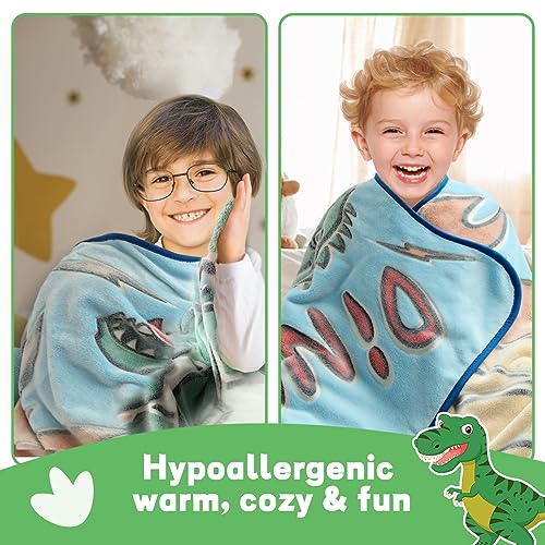 Glow in The Dark Blanket Dinosaur Throw Blanket, Dinosaur Toys Gifts for 1 2 3 4 5 6 7 8 9 10 Year Old Boys Gifts Ideas, Christmas Birthday Gift Toy for Girls Boys Age 6-8, 50'' x 60''