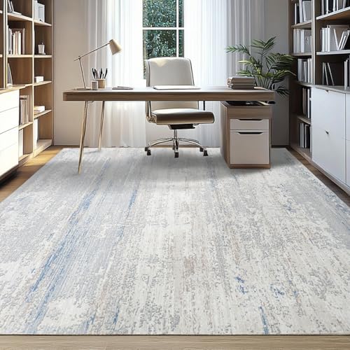 Machine Washable 5x7 Area Rug for Living Room Bedroom Kids Room - Blue-Greige-Brown-Beige-White