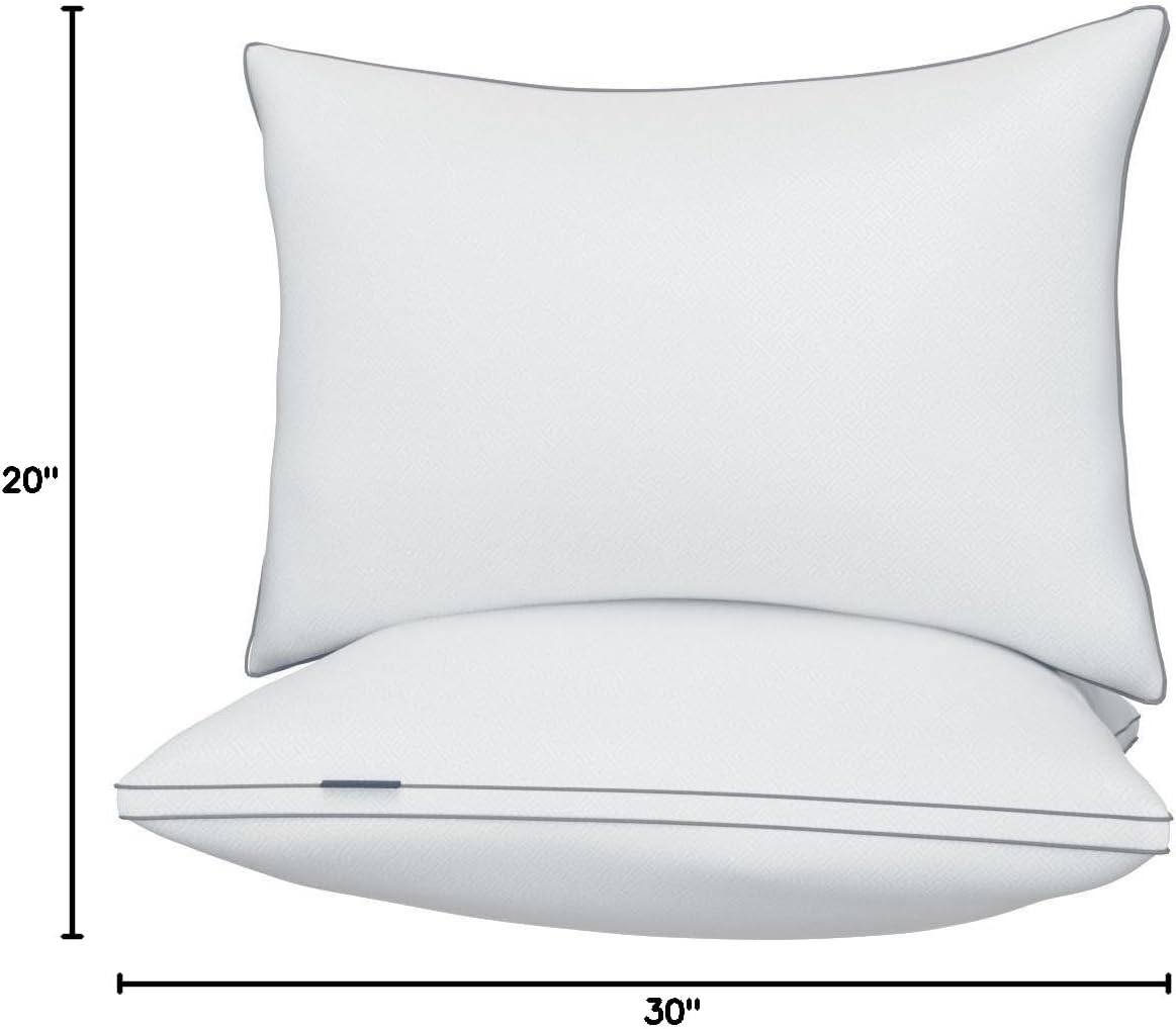 Viewstar Queen Size Pillows - Set of 2 Hotel Quality Down Alternative for All Sleep Positions | White