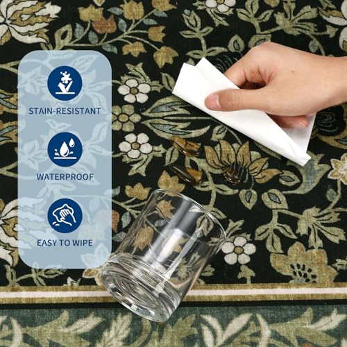 GarveeHome 2.5x8 Green Black Christmas Runner Rug Non Slip Washable Hallway