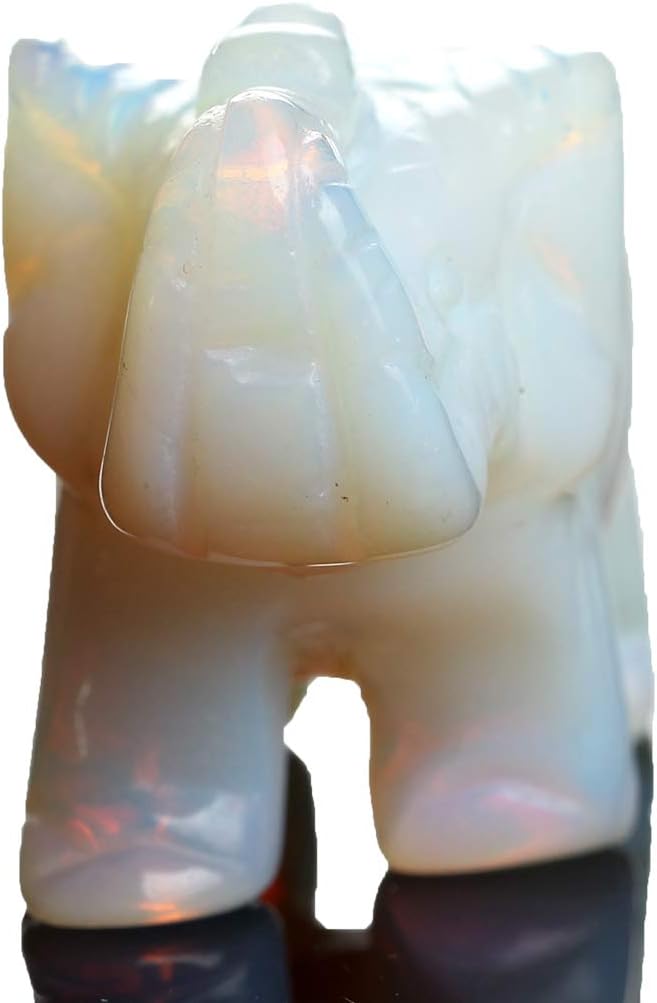 Opal Opalite Elephant Statue - 1.5" Natural Stone Carved Figurine for Chakra Healing