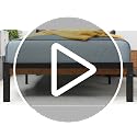 Black Twin Zinus Kai Bamboo & Metal Platform Bed Frame with Slats and Headboard