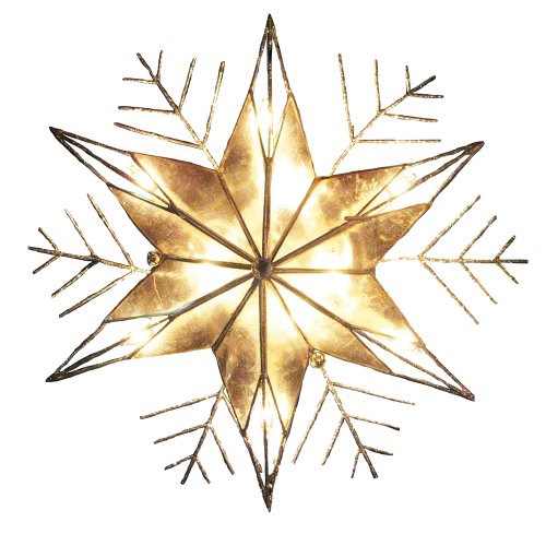10-Inch Silver Capiz Snowflake Christmas Tree Topper with Lights