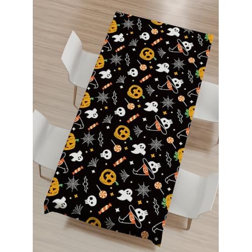 2Pack Halloween Plastic Tablecloths Christmas Plastic Table Covers Cloths BBQ Picnic Halloween Party Oil-Proof Waterproof Table Cloth Pumpkin Ghost TableCover 54 x 108 in