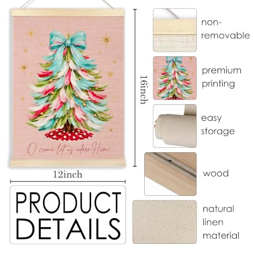 Ecezatik Preppy Christian Christmas Tree Canvas Wall Art Poster 12x16 in - A6-wall art