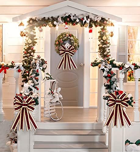 Regine Switzerland Large Christmas Bows - Red & Black Plaid Buffalo Bow for Wreaths & Decor