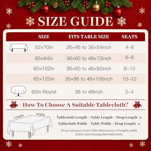 Maymiss Christmas Checkered Tablecloth 52 x 70 Rectangular - Red Tartan Linen Cotton