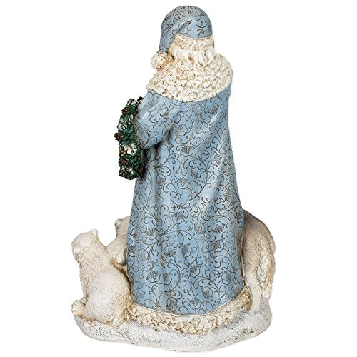 Roman Joseph's 16-Inch Blue Santa with Forest Animals Christmas Tabletop Decor