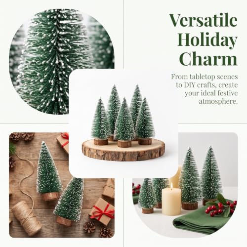 Mini Artificial Christmas Trees with Snow Frost - 10 Pack, Home Decor, DIY Holiday Ornaments