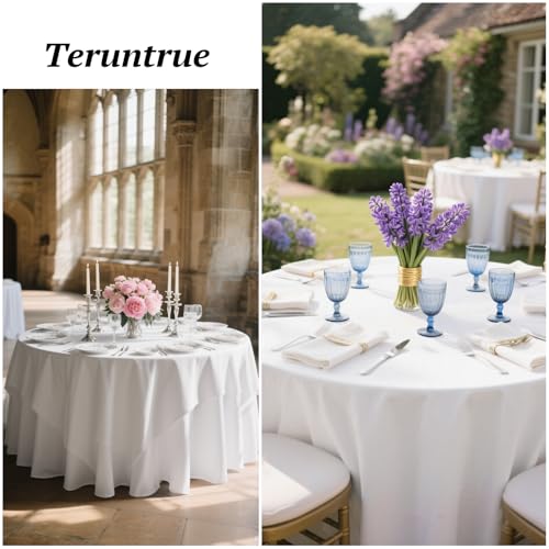 12-Pack White Round Tablecloths 120 Inch Washable Polyester for Weddings & Events - Variation of THIS listing