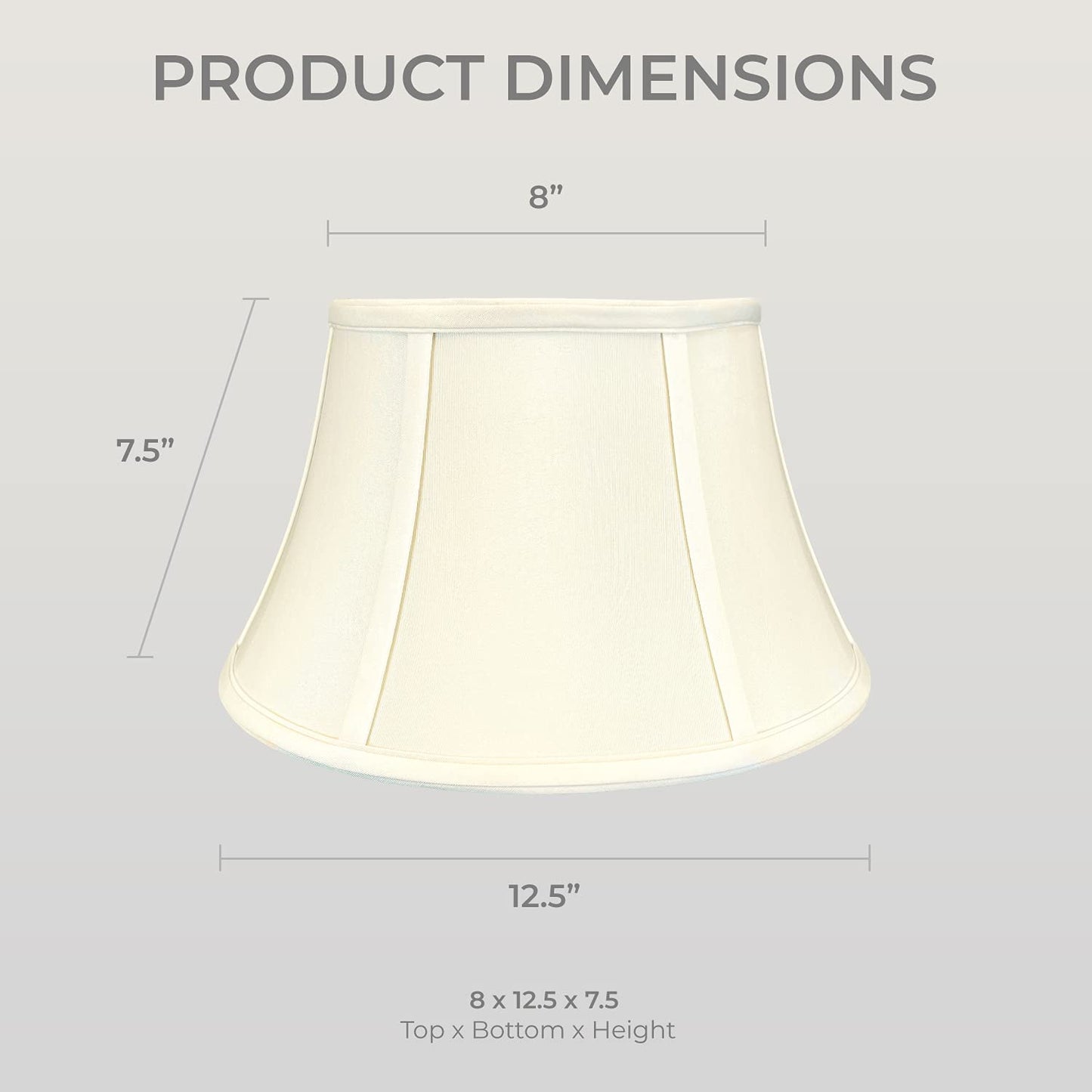 Royal Designs Shallow Drum Bell Billiotte Wall Lamp Shade - Eggshell - 8 x 12.5 x 7.6