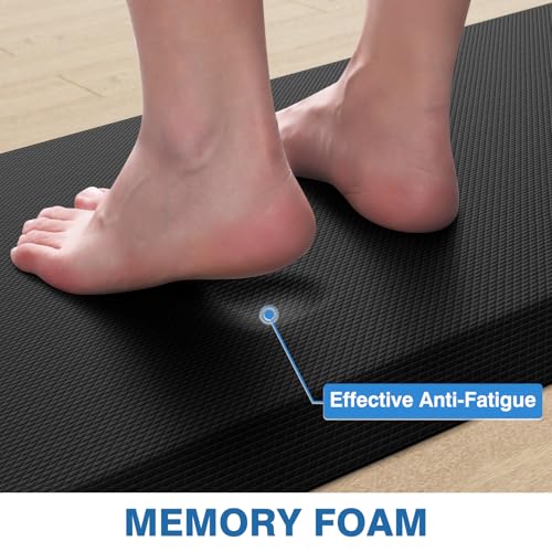 StepRite 1-Inch Thick Anti-Fatigue Kitchen Mat 20 x 32 + 20 x 72 Inches Black