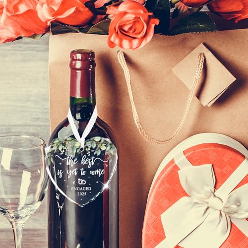 Engaged Ornament 2025, Engagement Gifts for Couples First Christmas Just Engaged Glass Ornament Decorations, Happy Engagement Gift for Her, Women, Bride to Be