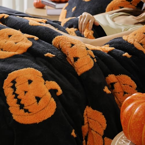 Smoofy Pumpkin Halloween Comforter Set - Orange Pumpkin King Bedding 3 Pieces
