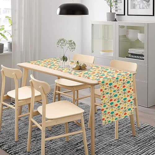 Focusbrite Mid Century Table Runner 13x60 Inch - Modern Atomic Geometric Pattern