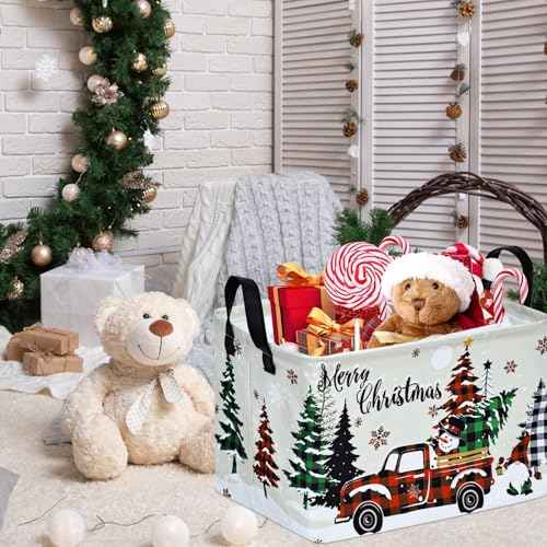 Christmas Basket for Gifts Nursery Hamper Collapsible Waterproof Storage Bin Kids Toy Box Book Shelf Basket Xmas Party Decor