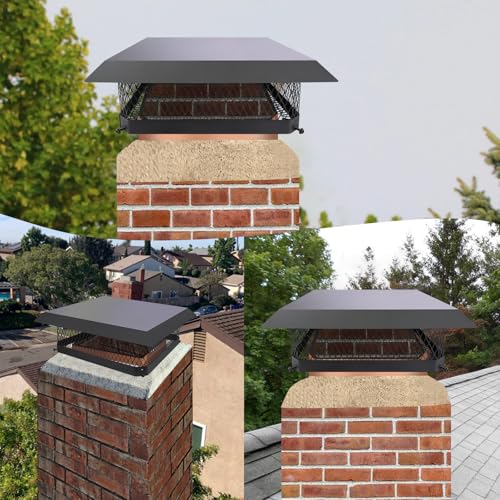 18x18 Inch Chimney Cap Cover for Outside Fireplace - Black Galvanized Steel