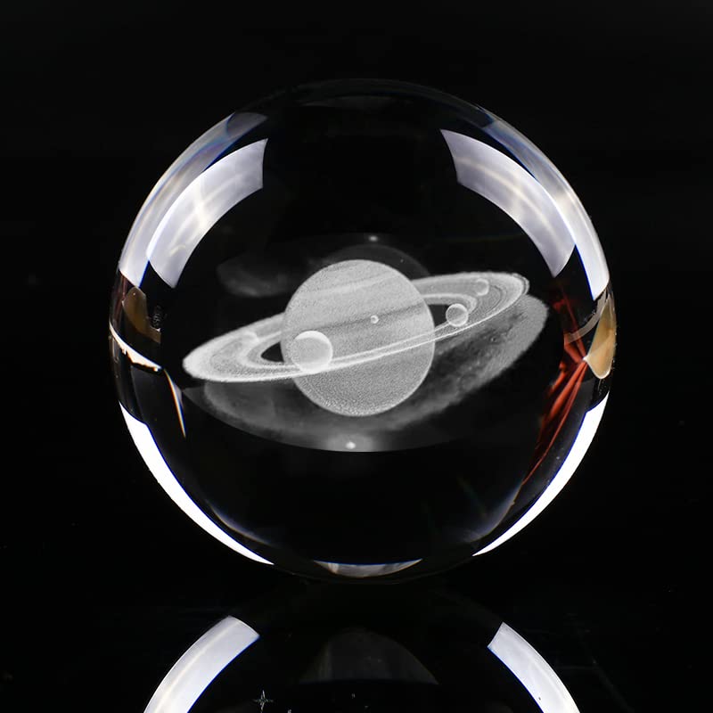 3d Crystal Ball Solar System Crystal Ball with Led Lamp Base - Best Birthday Science Gifts For Man Teacher Boy Kids Girls Men - Galaxy Jupiter Saturn Moon Earth Solar System Space Astronomy Gifts