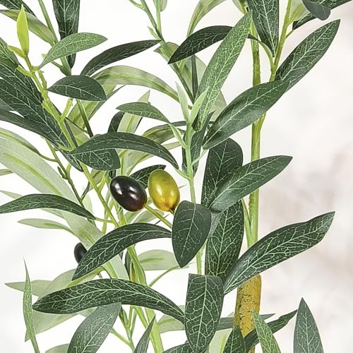 6ft Artificial Olive Tree Indoor with White Planter - Realistic Fake Plant for Home & Office Decor