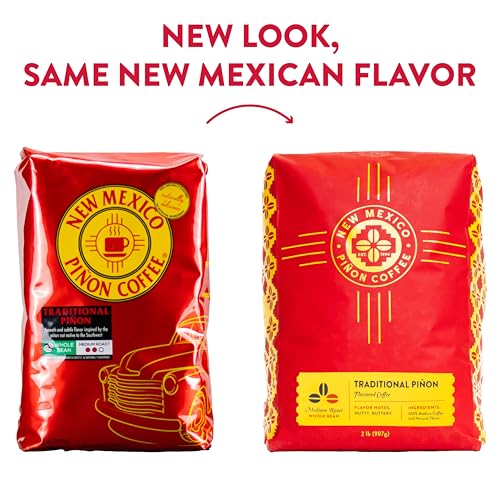 New Mexico Piñon Coffee - Traditional Whole Bean Flavored Coffee (32 oz) - Natural Southwestern Nutty Arabica