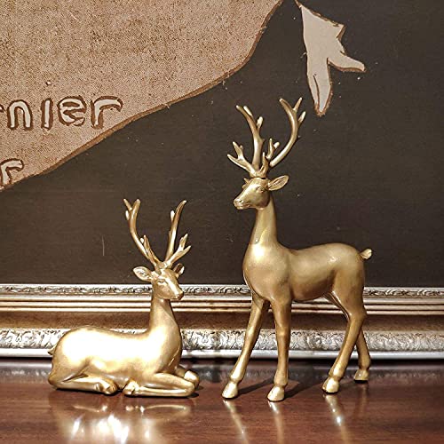 1 Pair Resin Deer Statue Reindeer Figurine Ornaments Elk Sculpture