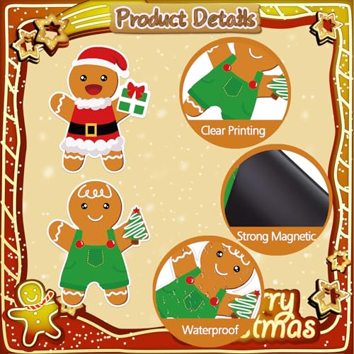 25Pcs Christmas Refrigerator Magnets, Santa Christmas Tree Gingerbread Magnets Xmas Decorative Fridge Door Magnetic Stickers for Winter Xmas Holiday Locker Cabinets Fridge Home Decor