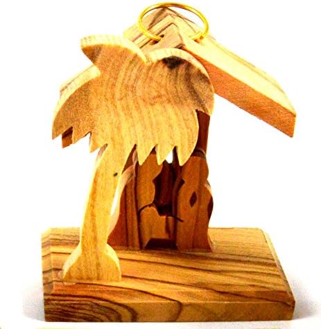Handcrafted Bethlehem Olive Wood Christmas Nativity Ornaments Set of 3 - Holy Land Decor