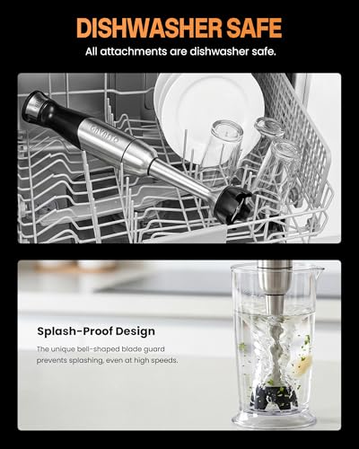 GAVASTO Black Smart Immersion Blender with Telescopic Rod & Stepless Speed Control