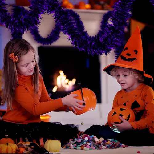 33ft Purple Christmas Tinsel Garland,Xmas Metallic Twisted Hanging Garland for Halloween Chistmas Tree Fireplace Mantle Home Decoration