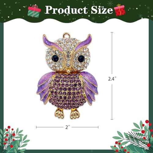 Owl Christmas Ornament 2025 Purple Owl Ornament for Christmas Tree Decorations Small Xmas Keepsake Gifts for Animals Lovers Metal Bird Gifts Keepsake for Women Girls Sister Kids