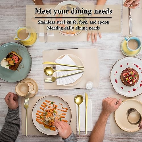 Evanda 60-Piece Gold Silverware Set for 20 - Titanium Gold Plated Flatware for Wedding & Parties - Variation 2. 60 Piece B