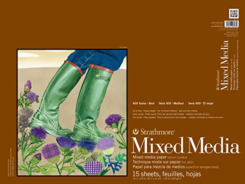 Mixed Media Art Paper Pad 18x24 Inches - White, 15 Sheets, Heavyweight