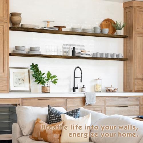 Forbena 36 Inch Rustic Brown Floating Shelves Set of 3 - Large Wall Storage