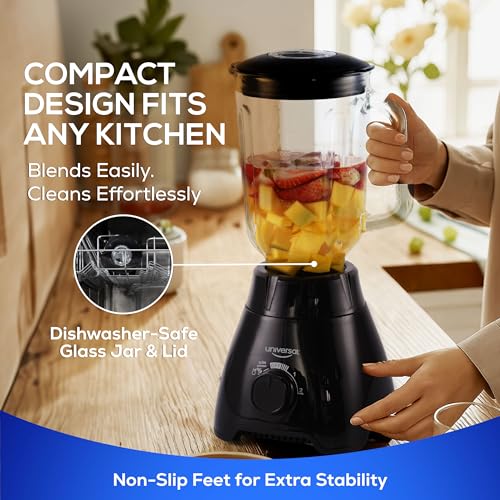 Mass Vital Blender with Glass Jar - 57 Oz, 550W Power, 3-Speed Control