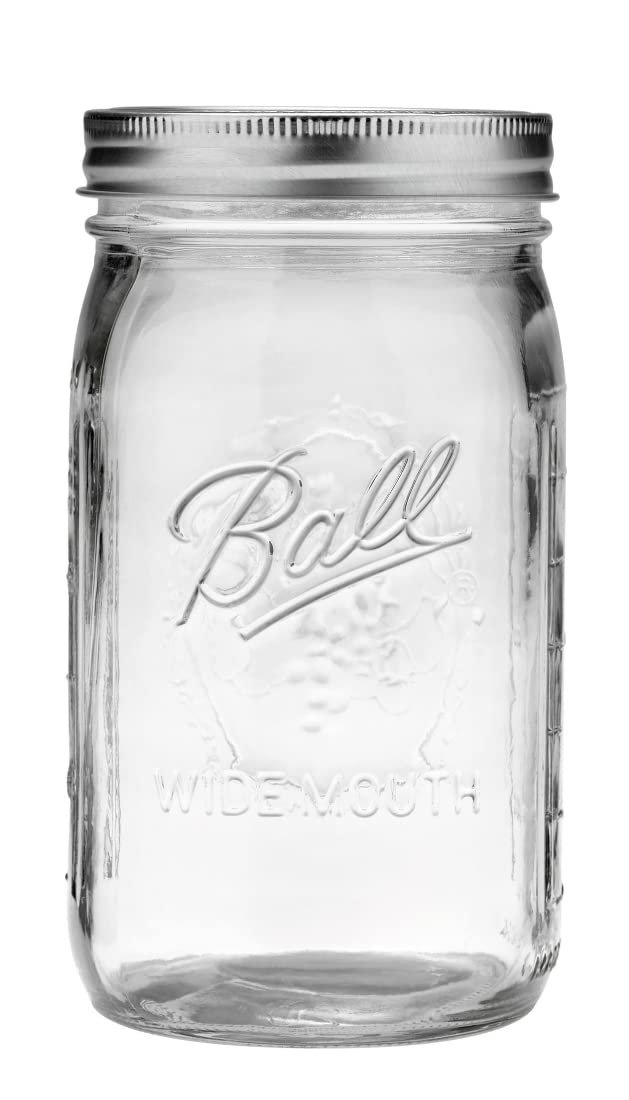Ball Wide Mouth Clear Glass Canning Quart 32 Oz Mason Jars with Lids, 12 Pack