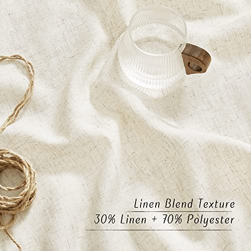 NICETOWN Natural Linen Curtains 52W x 108L with 2 Panels - Light Filtering, Privacy, Multiple Hanging Options