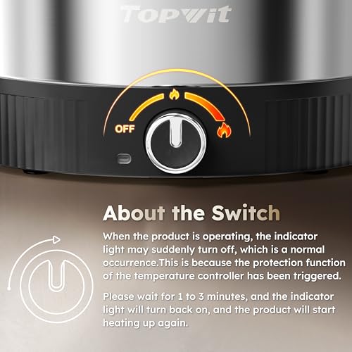 Electric Hot Pot 4.5L Stainless Steel Family Size Cooking Pot - Black