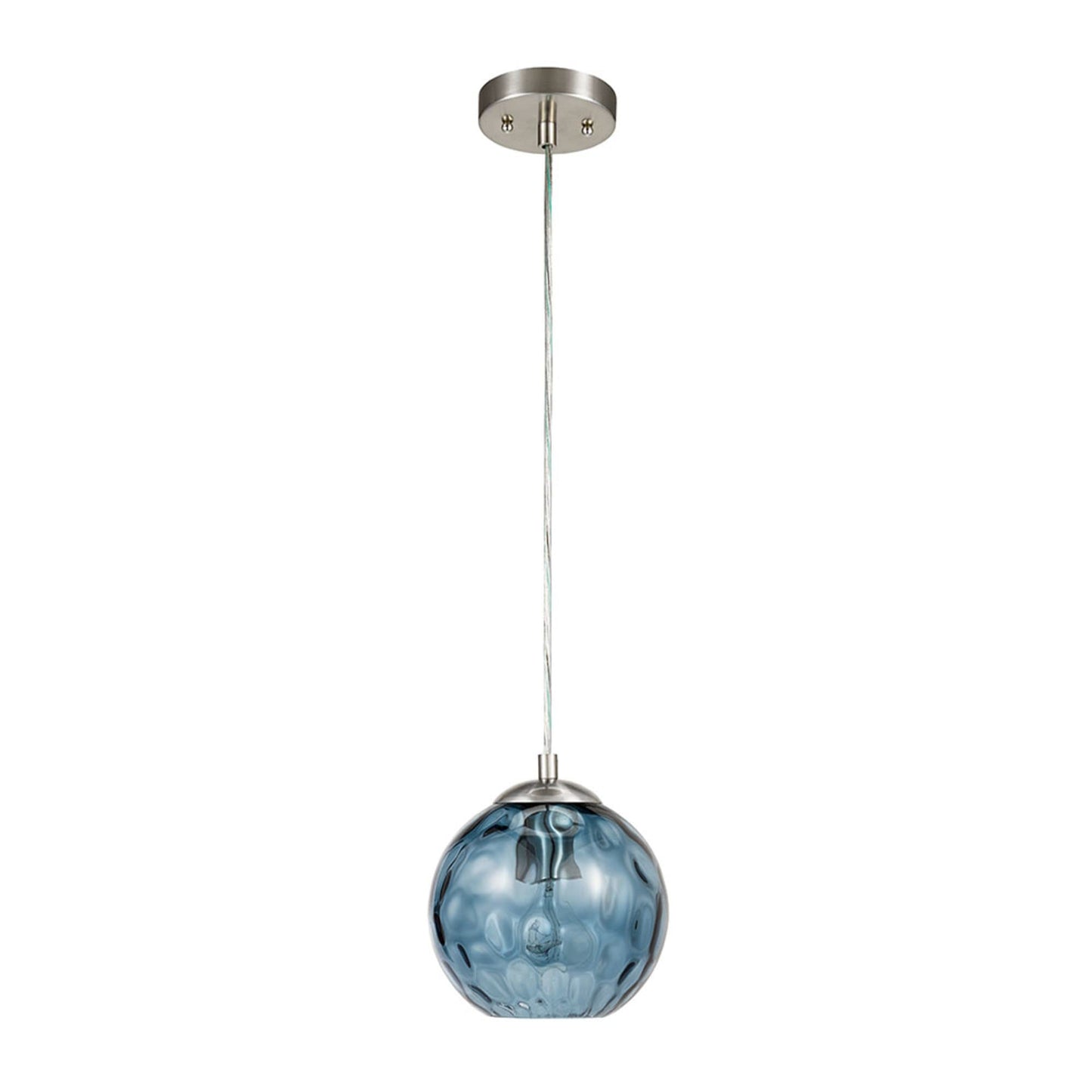 Catalina Lighting 69" Contemporary Small Hammered Glass Mini Pendant Ceiling Light, Blue, Classic Modern Kitchen Hanging Light