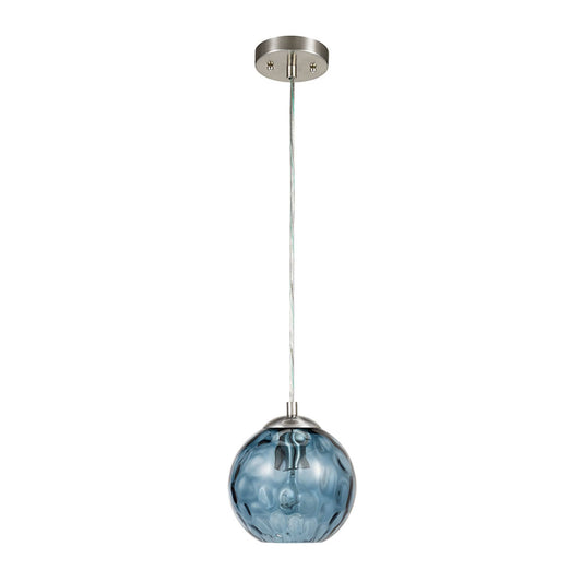 Catalina Lighting 69" Contemporary Small Hammered Glass Mini Pendant Ceiling Light, Blue, Classic Modern Kitchen Hanging Light