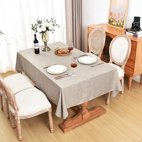 Nature Faux Linen Rectangle Tablecloths 60 x 120 Inch 6 Pack for Weddings & Events