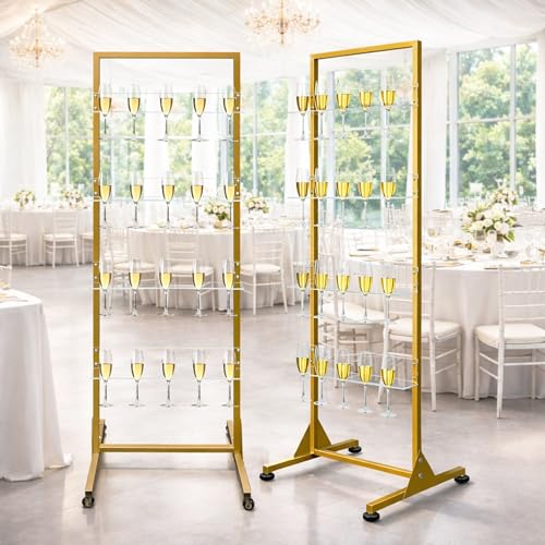 4-Tier Champagne Wall Holder and Display Stand for Wine Glasses