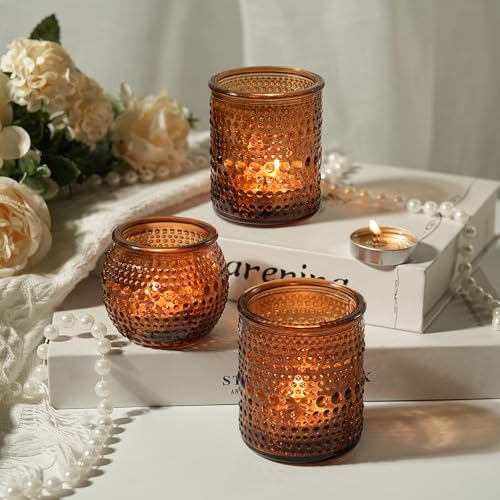 TRIRITE Amber Votive Candle Holders Set 36 Pack with 2 Sizes for Fall & Weddings