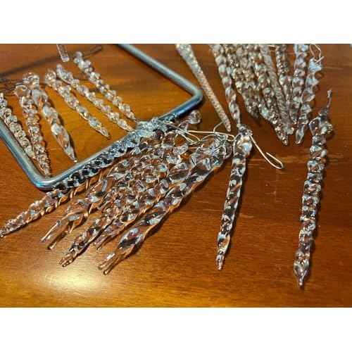 36 pcs Plastic Icicle Christmas Glitter Icicle Ornaments Crystal Icicles for Christmas Tree Christmas Ornaments 5.12 Inch for Wedding,Thanksgiving,Party (transparently)