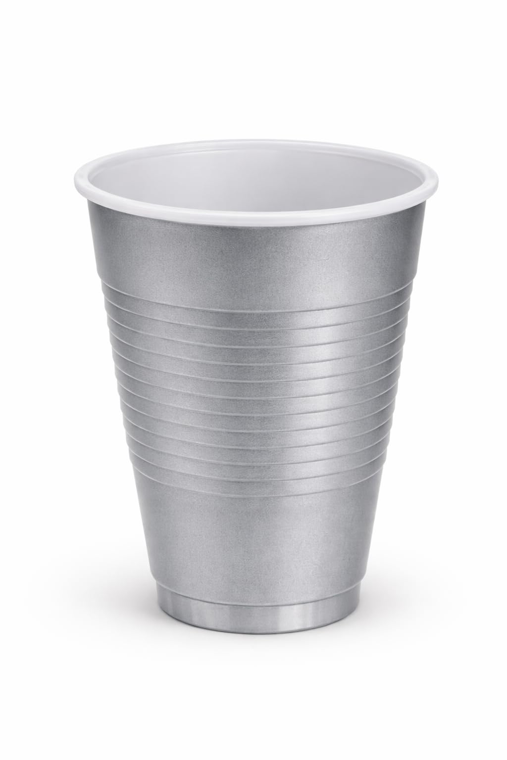 Silver Solid Color Premium Heavy Weight Plastic Cup (18 Oz.) 50 Count - Elegant & Durable, Perfect for Parties, Weddings & Everyday Use
