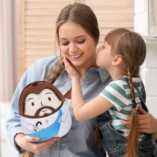 Jesus Plush Pillow Religious Gift - Christian Plush Toy Divine Inspiration Beautiful Cross Embroidery, Jesus Stuffed Christmas