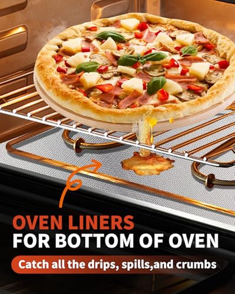 Oven Liners for Bottom of Oven - 2 Pack Large Heavy Duty Oven Mats, 17"x 25" Reusable Matt Liner for Electric, Gas, Toaster Ovens & Grills, BPA & PFOA Free, Kitchen Essentials, Silver