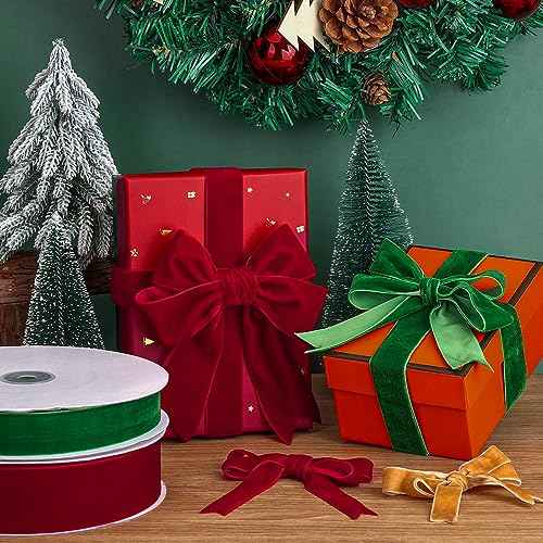 Burgundy Velvet Ribbon 5/8" x 20Yd,Great for Gift Wrapping,Hair Bows Making, Wreaths,Wedding and Christmas Party Decoration(Burgundy 5/8")